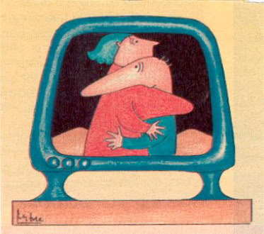 Colour cartoon by Mitra Divshali, published in la Repubblica